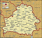 Карта Беларуси из энциклопедии Британика