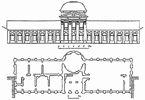Щорсы. Главный фасад и план дворца